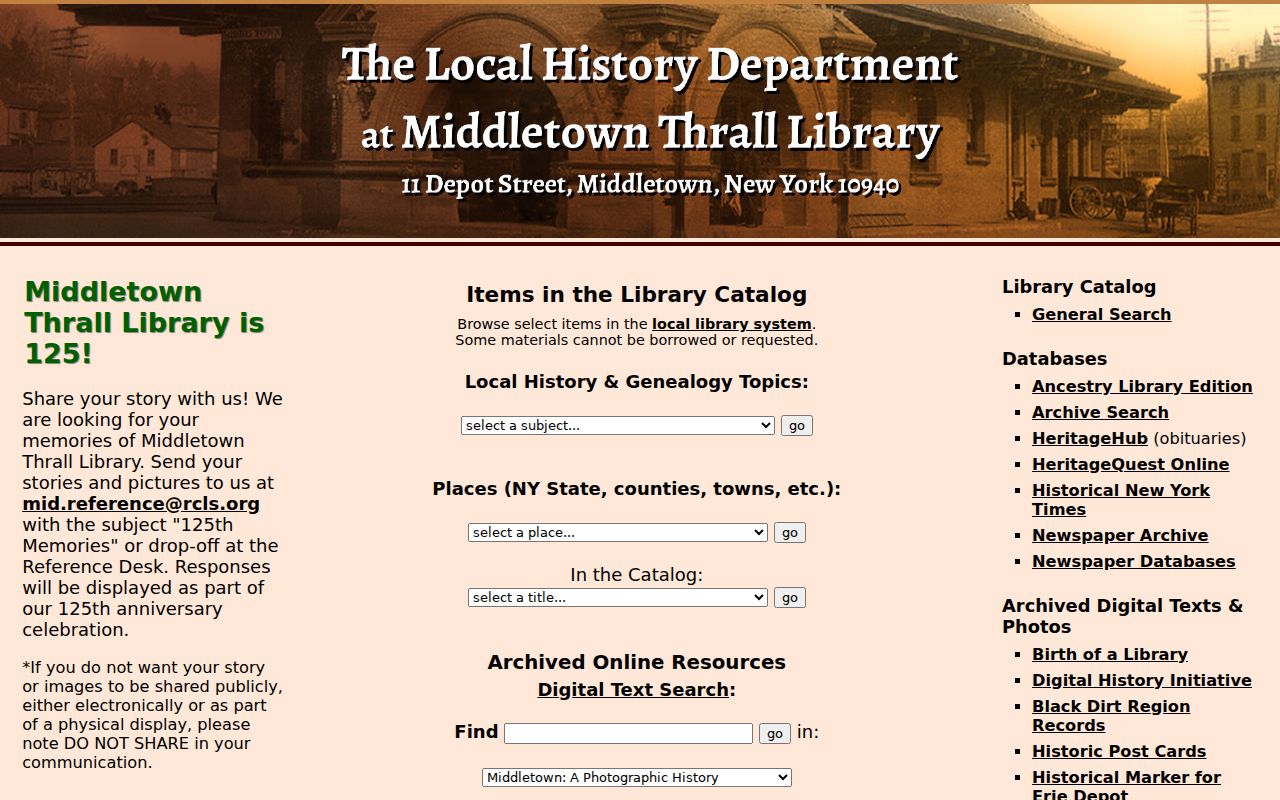 Town of Montgomery city directory research through Thrall Library local history