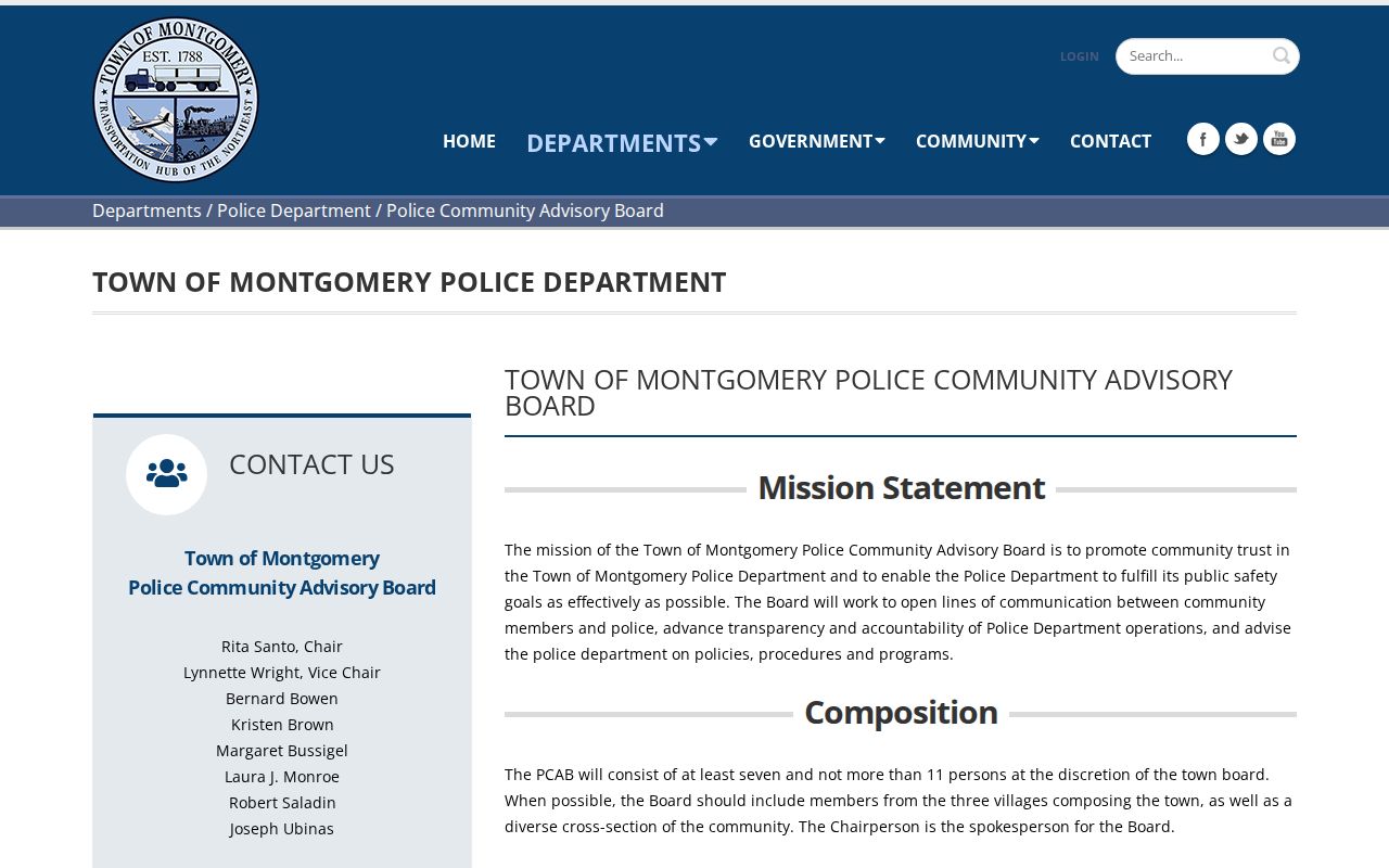 Town of Montgomery neighbors civic context through the Police Community Advisory Board