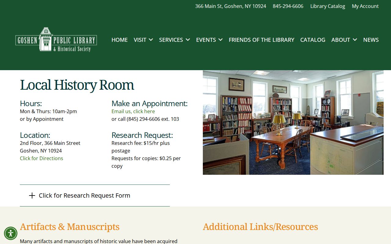 Town of Montgomery past residents research at the Goshen Local History Room