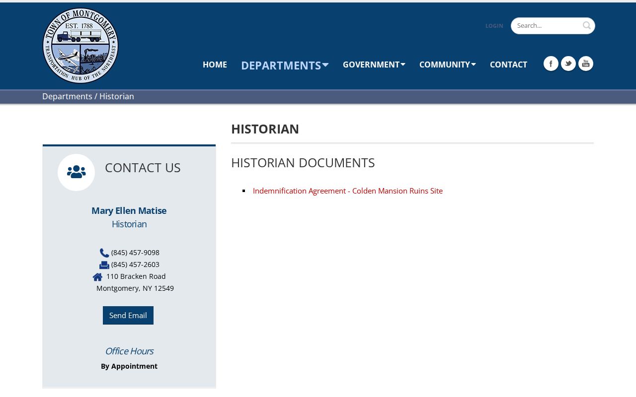 Town of Montgomery previous residents research route through the Town Historian