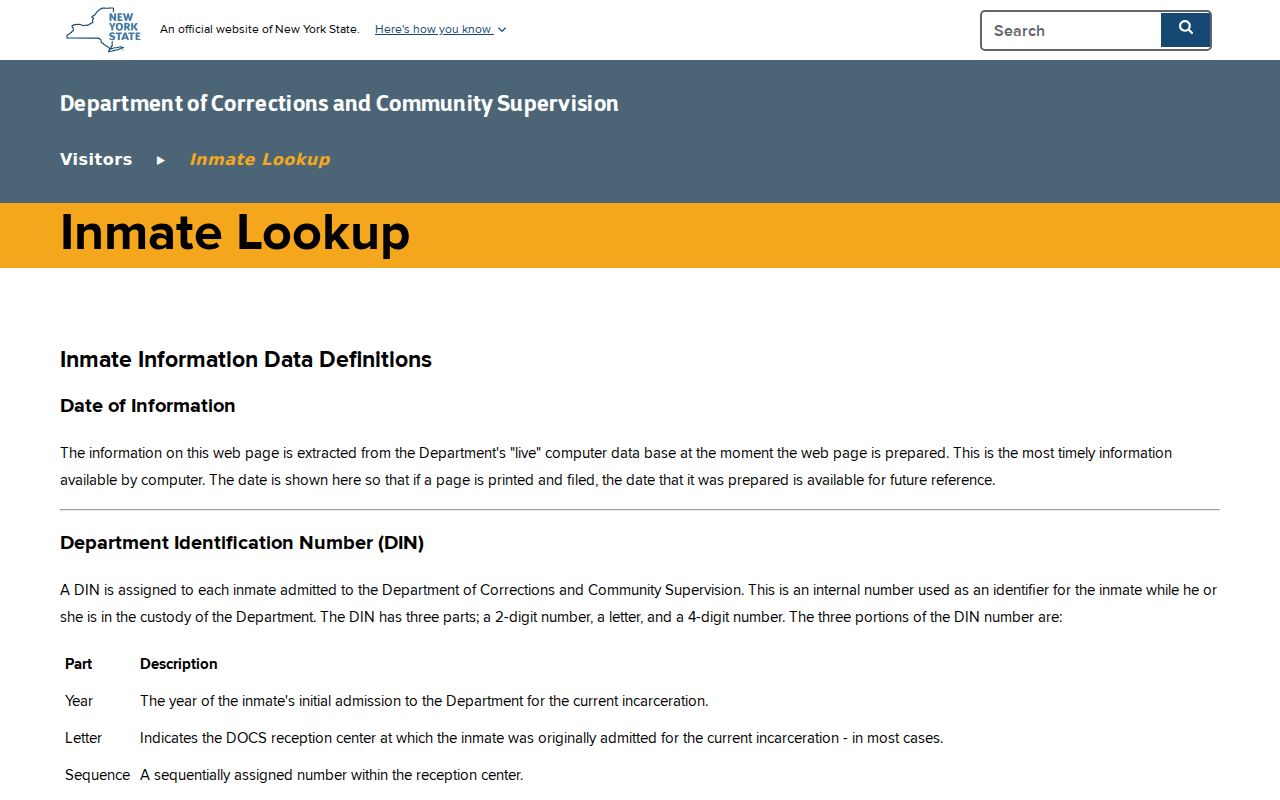 Town of Montgomery resident lookup reference for the NY DOCCS official search
