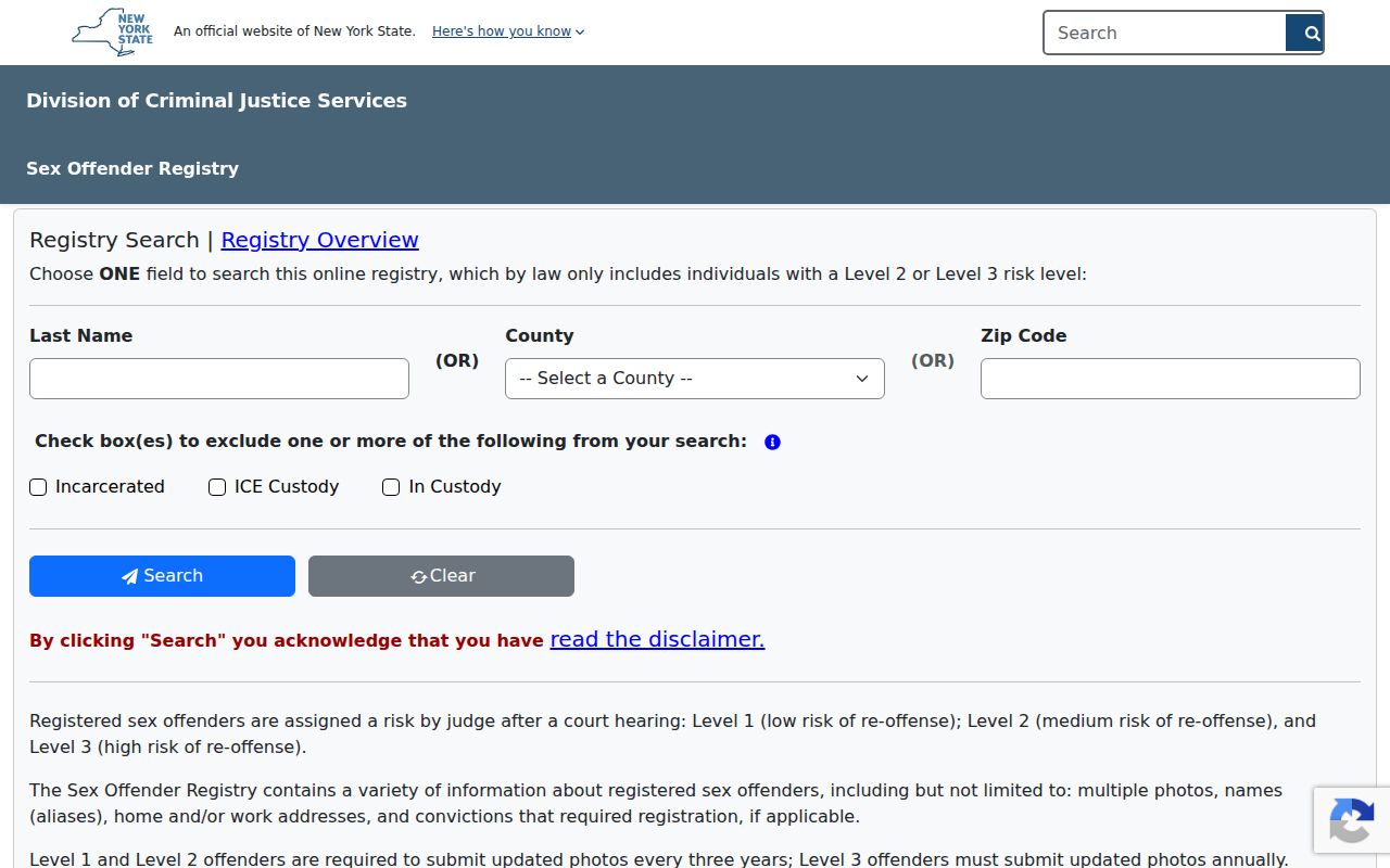 Town of Montgomery resident lookup reference for the NY DCJS registry search
