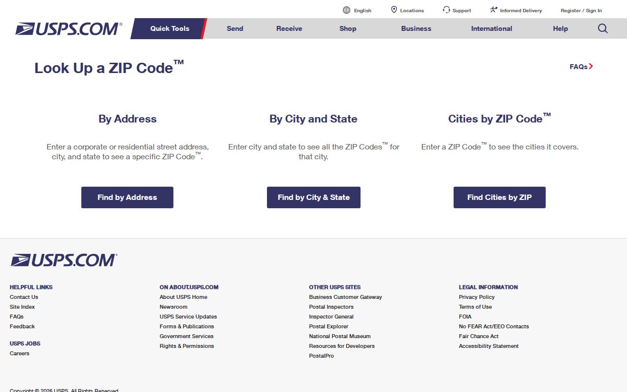 Town of Montgomery ZIP code directory view of the USPS ZIP lookup